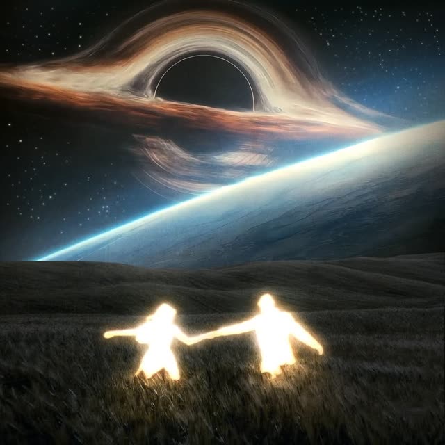 Cover art: two glowing figures beneath a black hole.